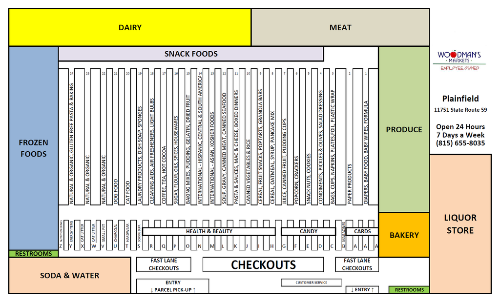 Woodman's Plainfield Store Map